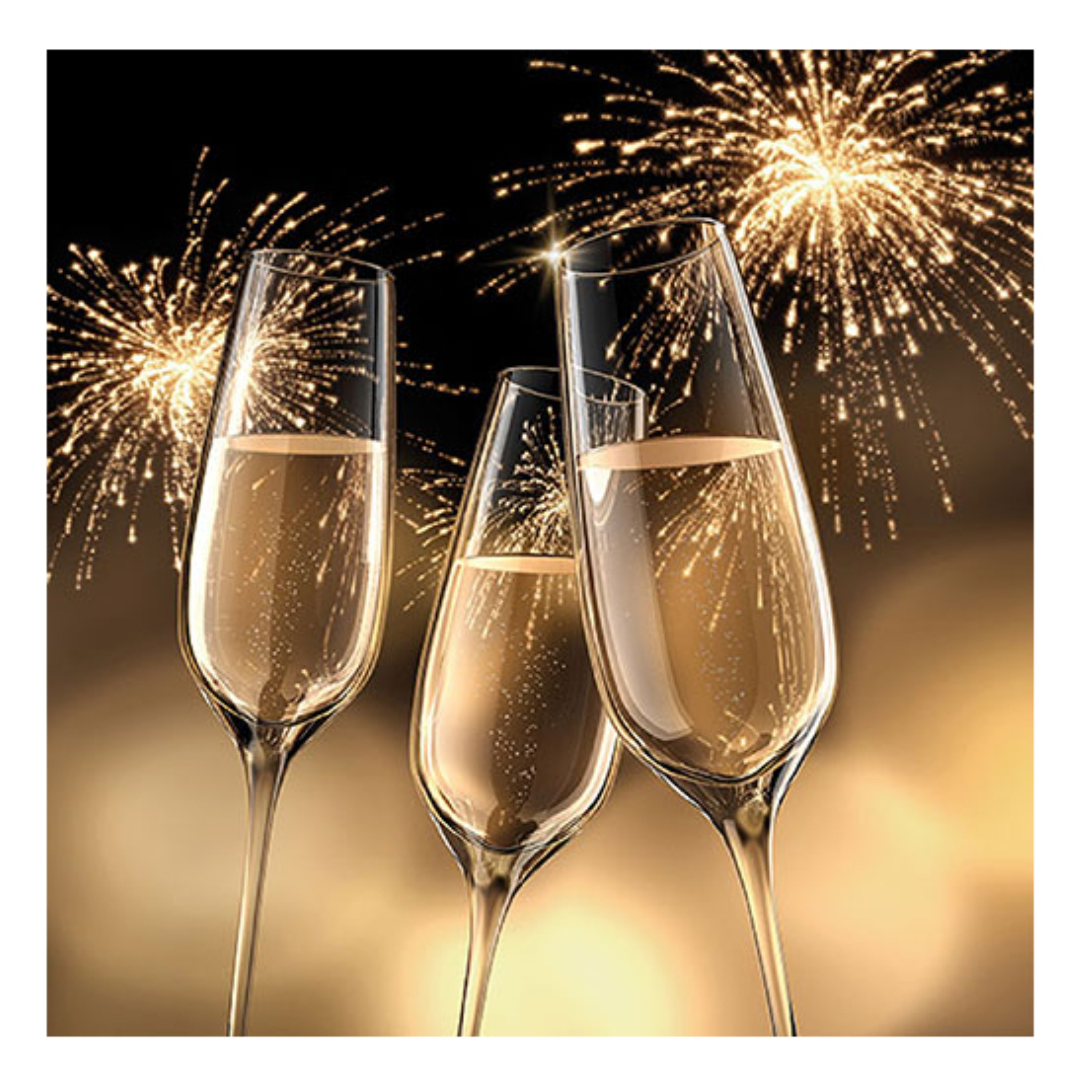 Ambiente Servetten Oud en Nieuw - 20x stuks - 3 laags - 33 x 33 cm - champagne -
