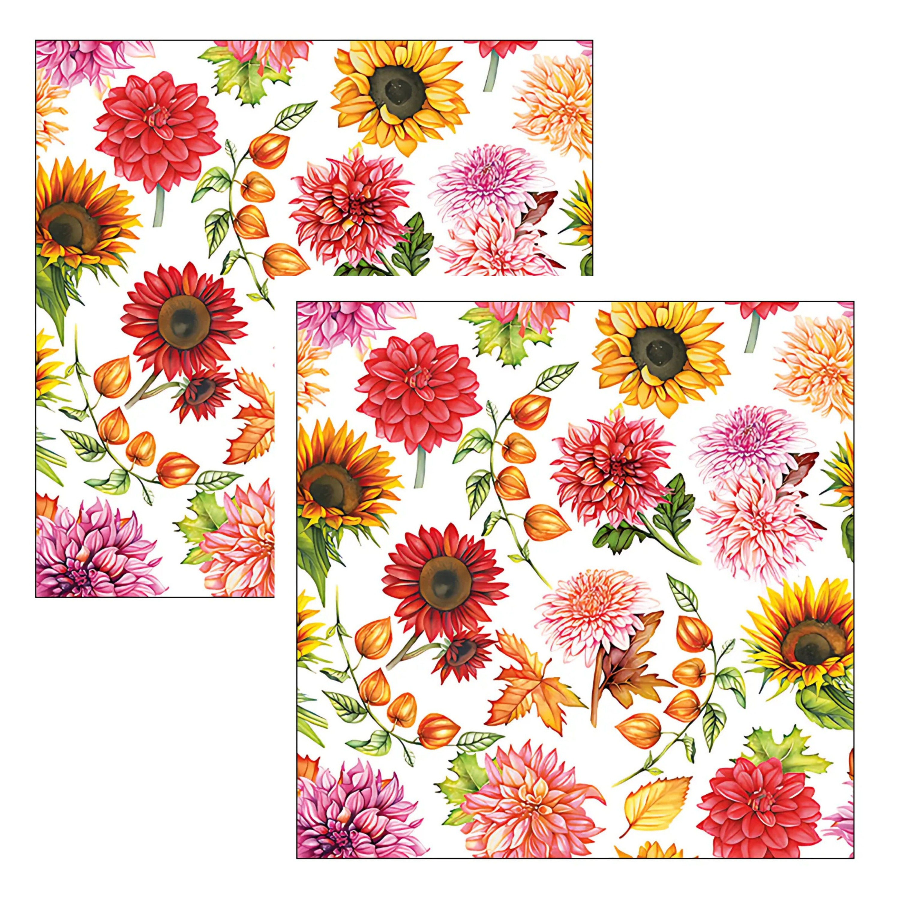 Ambiente Servetten bloemen thema - 40x stuks - 3 laags - 33 x 33 cm -Lente/Herfst -