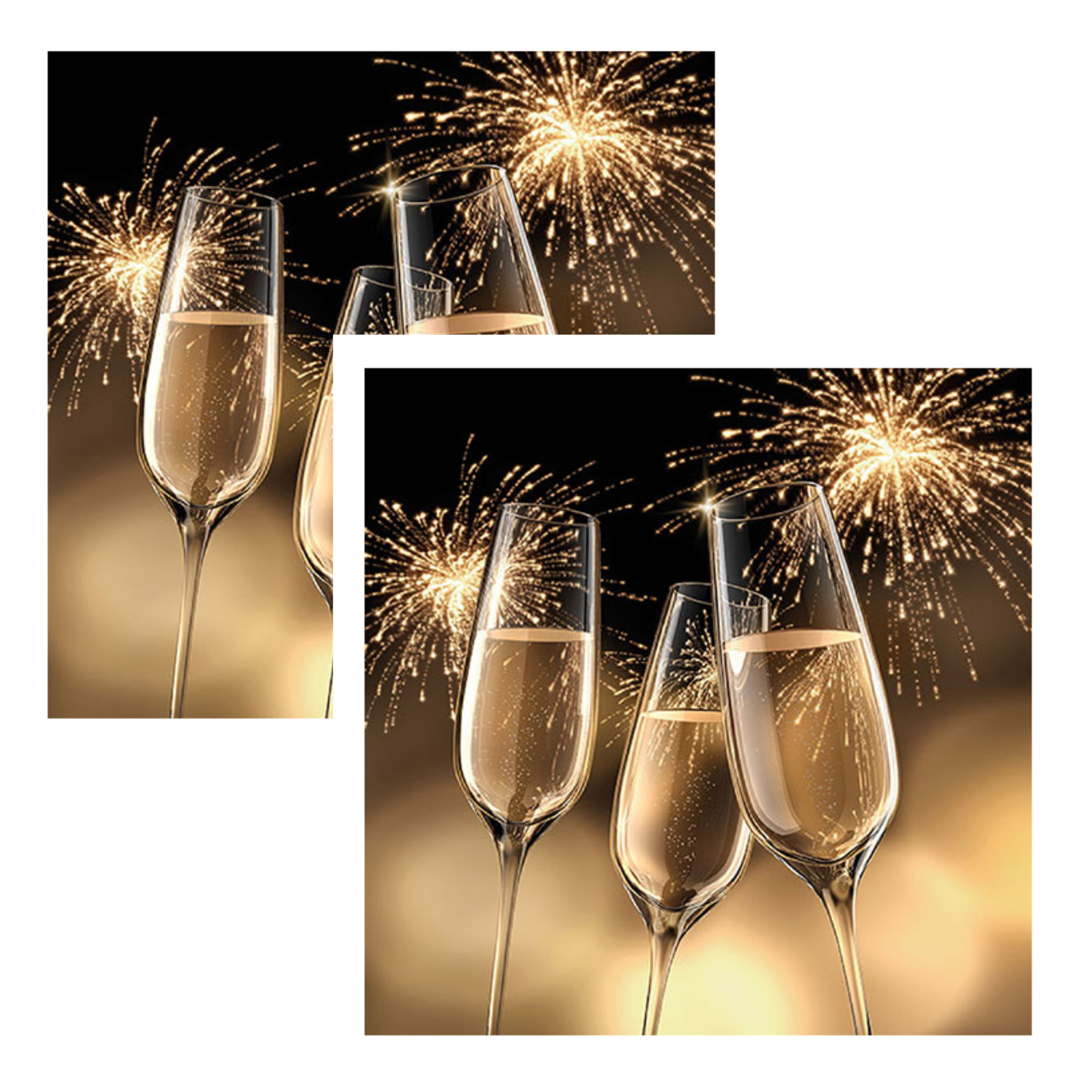 Ambiente Servetten Oud en Nieuw - 40x stuks - 3 laags - 33 x 33 cm - champagne -