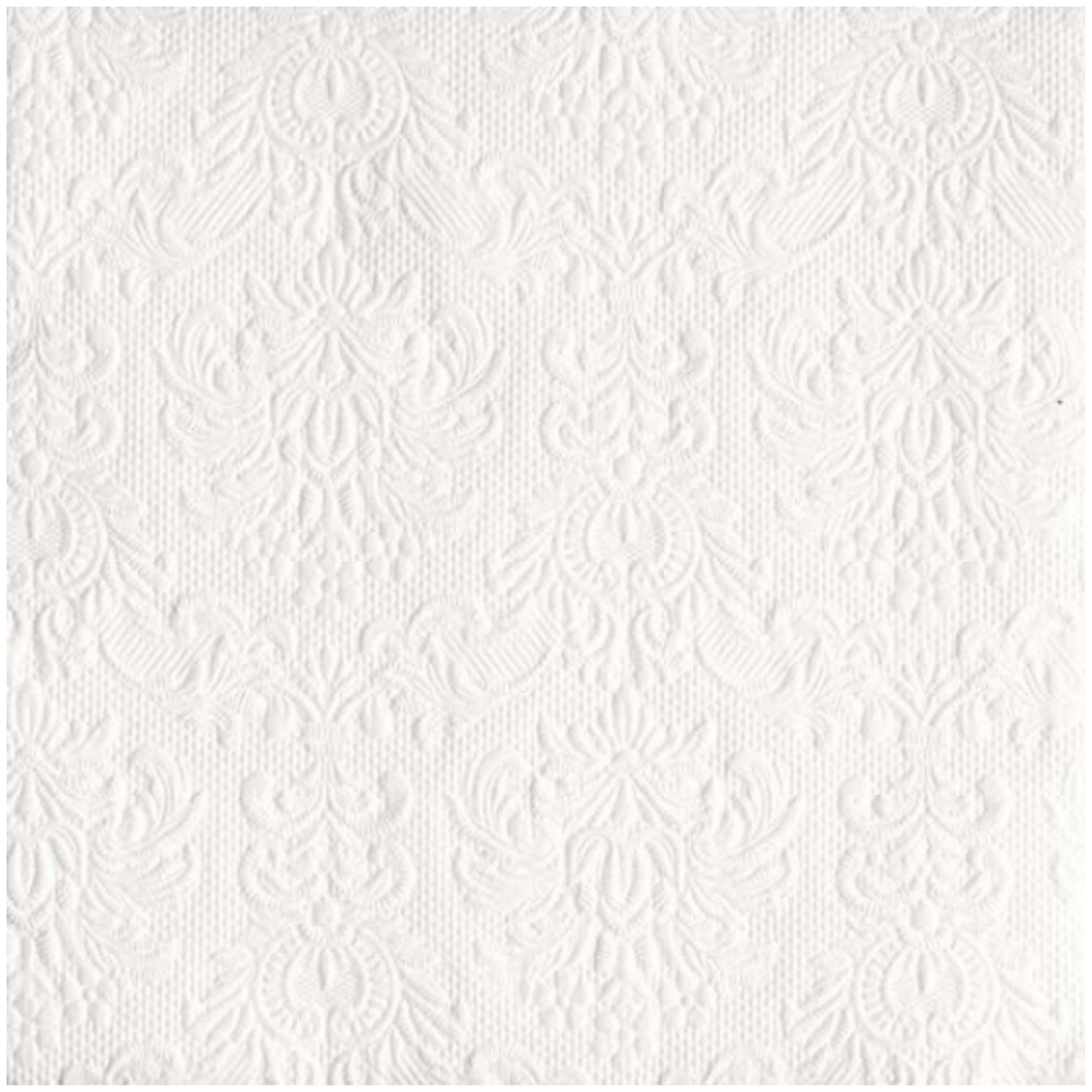 Ambiente Servetten Luxe - 15x stuks - 33 x 33 cm - wit - barok patroon - 3 laags -