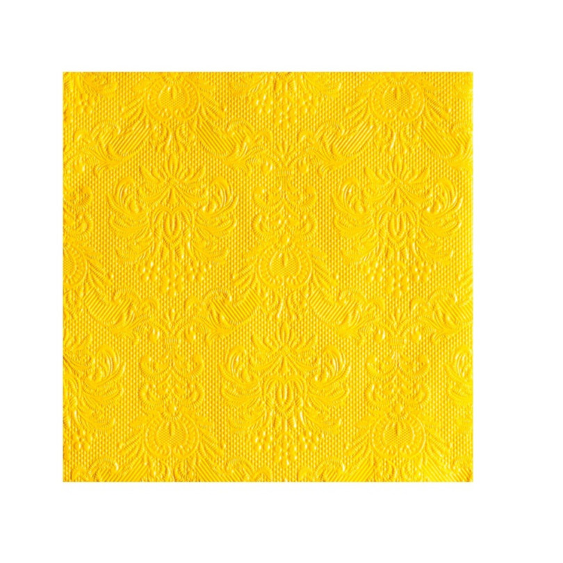 Ambiente Servetten Luxe - 30x stuks - 33 x 33 cm - geel - barok patroon - 3 laags -