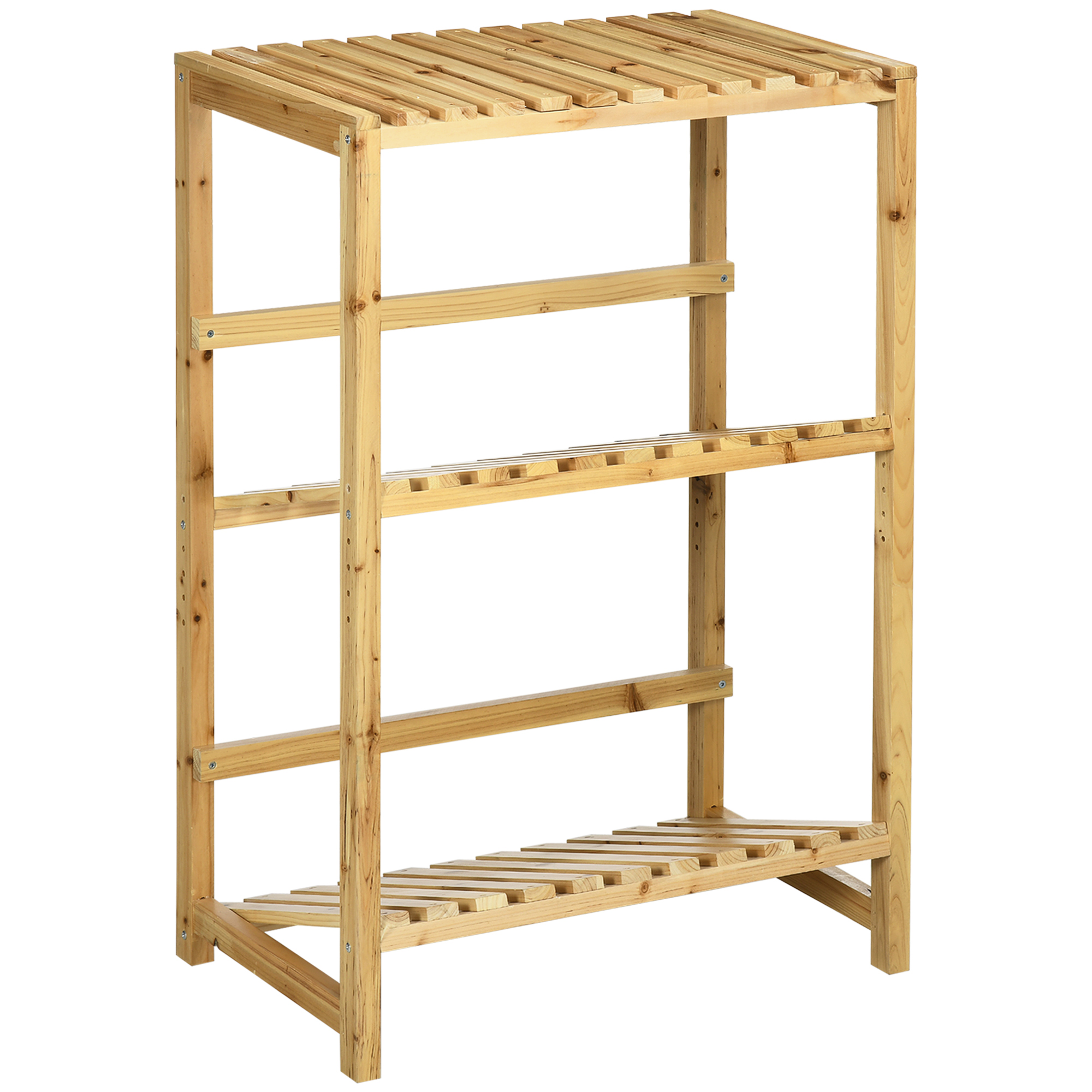 Outsunny wijnrek, stijlvol flessenrek, stevig en ruimtebesparend, met 2 gekantelde planken, hout, 70 x 40 x 80 cm, naturel | Aosom.nl