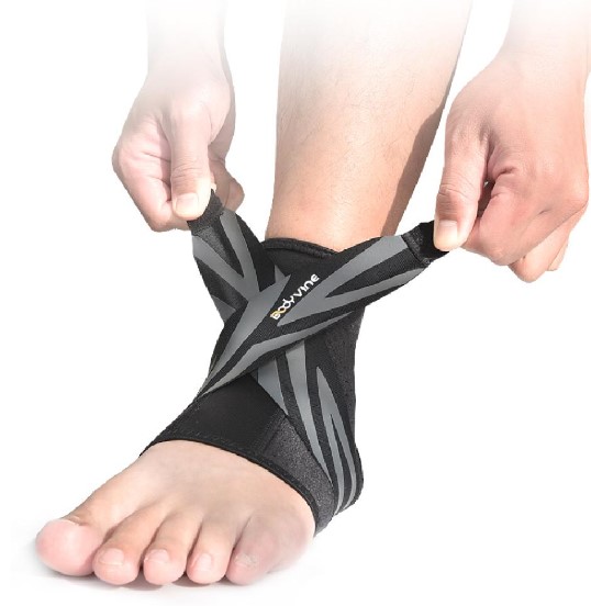 Bodyvine Ultradunne Sport Enkelbandage Zwart
