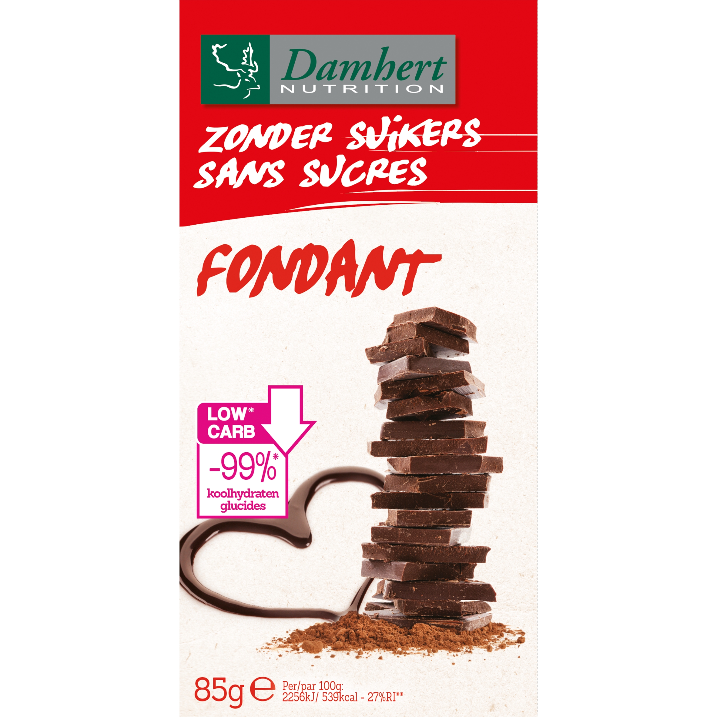 Damhert Zonder Suikers Chocoladetablet Fondant