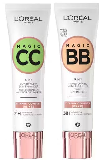 L'Oréal Paris Nude CC Cream Green Anti Redness & C'est Magic BB Cream 03 Light 2 x 30 ml