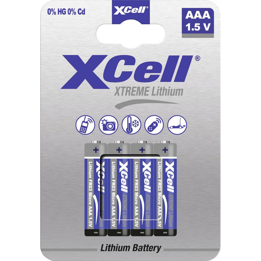 XCell XTREME FR03/L92 AAA batterij (potlood) Lithium 1.5 V 4 stuk(s)