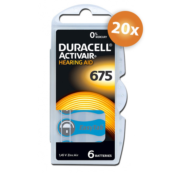 Duracell Voordeelpak  gehoorapparaat batterijen - Type 675 (blauw) - 20 x 6 stuks