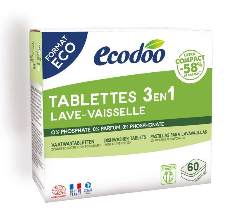 Ecodoo Vaatwas tabletten 3-in-1 geconcentreerd xl bio 60 Stuks