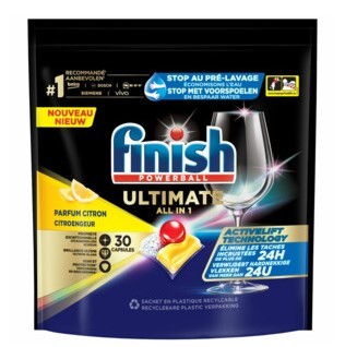 Finish Ultimate powerball all-in-1 vaatwastabletten lemon 30 Stuks