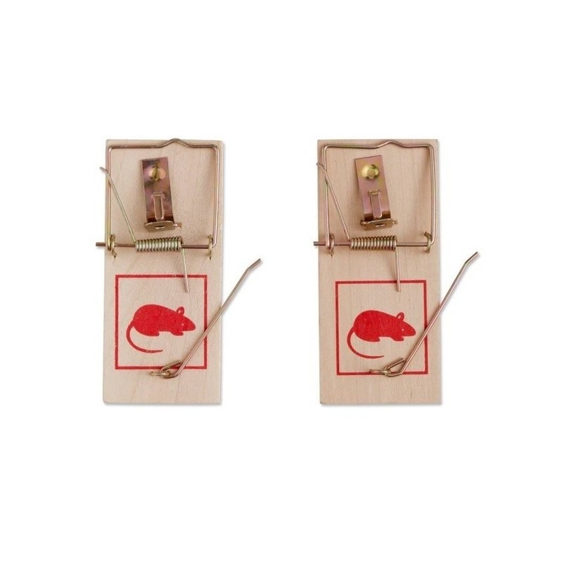 Benson Muizenval - 2x stuks - hout/metaal - 10 x 4,5 cm -