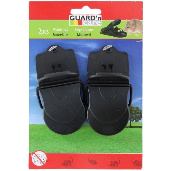 Ubbink 2x Herbruikbare muizenvallen - 10 cm - kunststof - muizenklemmen - voor binnen en buiten -