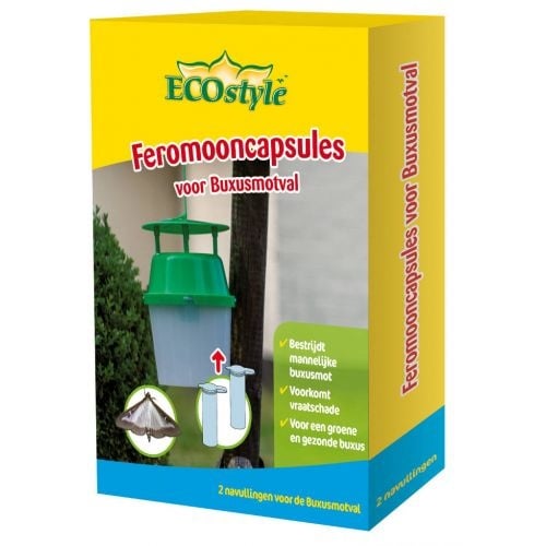 ECOstyle Feromooncapsules buxusmotval - navulling lokstof voor natuurlijke bestrijding van de buxusmot, 2 stuks