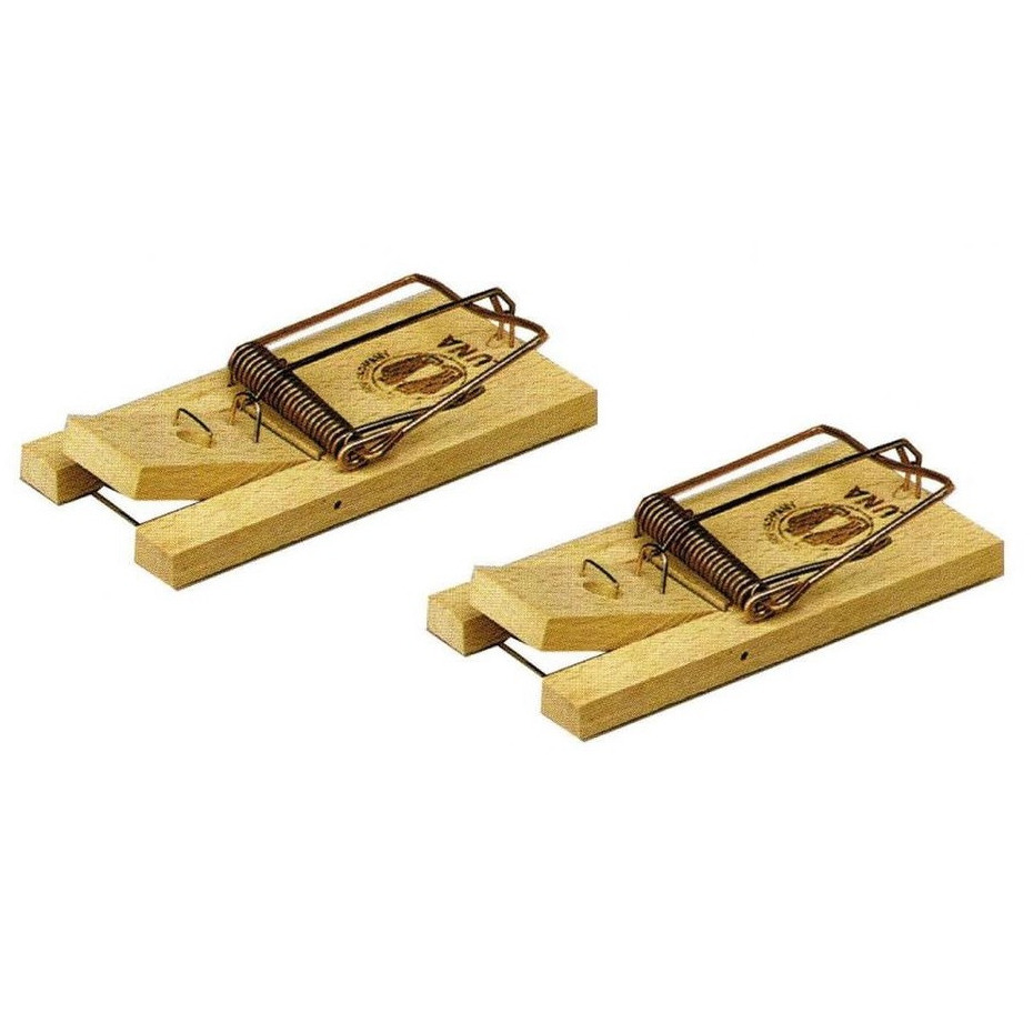 Hendrik Jan Muizenval / muizenklem - 2x stuks - hout - 10 cm -