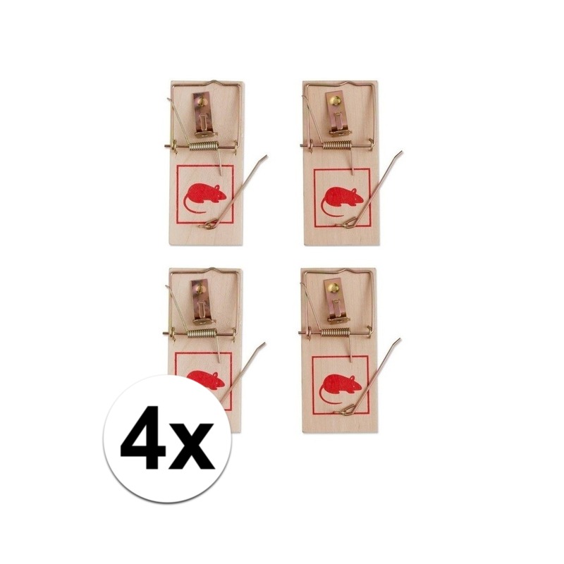 Benson Muizenval - 4x stuks - hout/metaal - 10 x 4,5 cm -