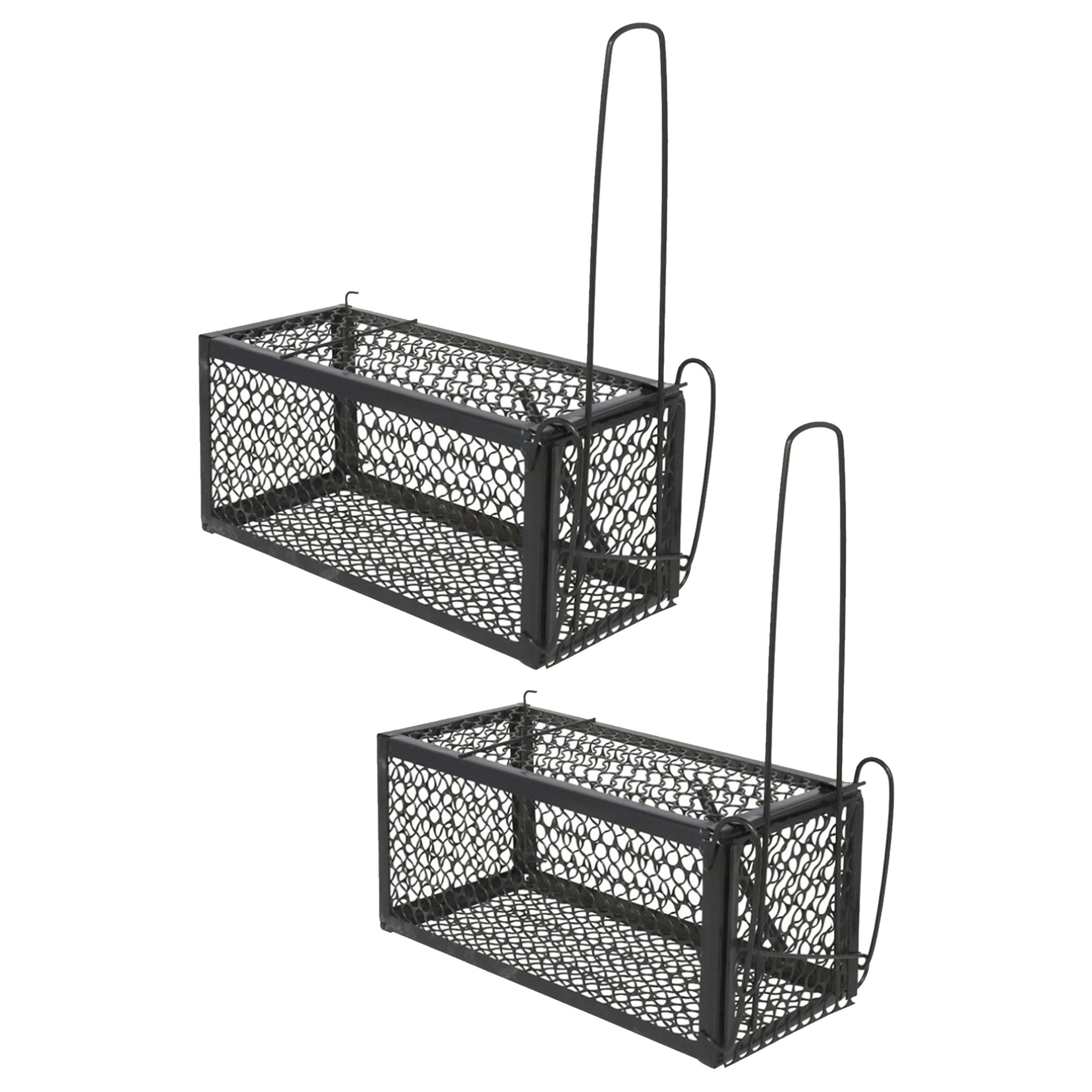 Alma garden Diervriendelijke muizenval/rattenval - 2x stuks - zwart - metaal - 28 x 11 cm -