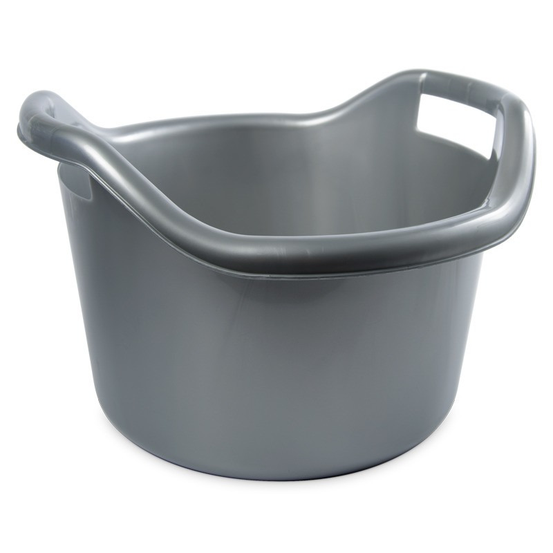 Hega Hogar Schoonmaakemmer - 6 liter - zilver - kunststof - afwasteil met handvatten - 29 x 19 cm -