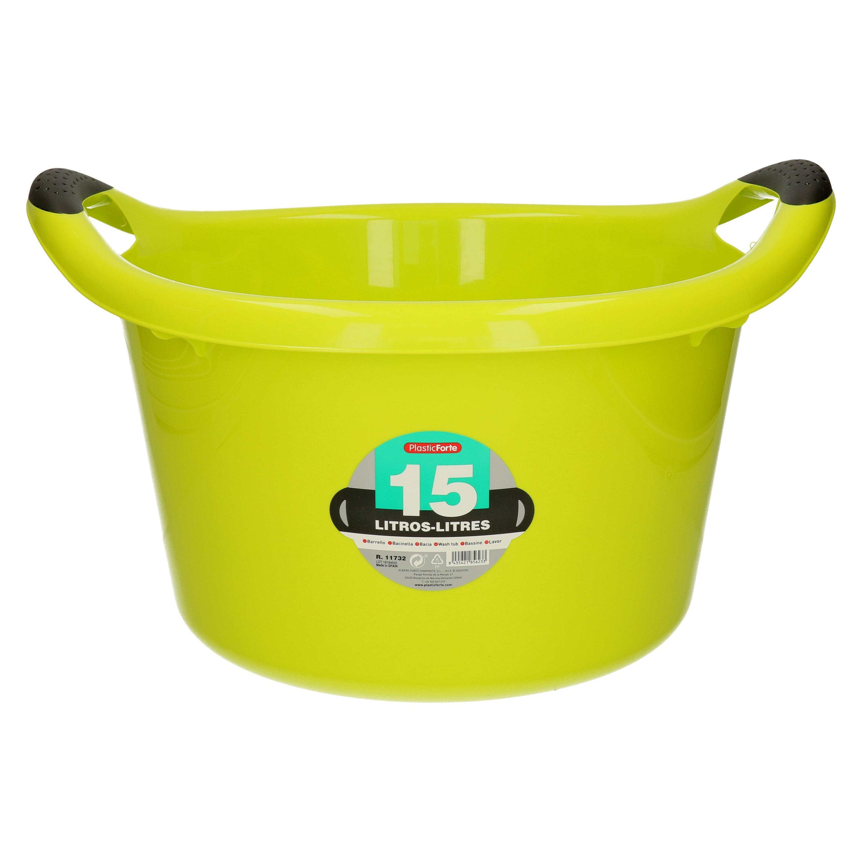 PlasticForte Plastic Forte Afwasbak - 15L - groen - x x 25 cm - met handvatten - teiltje -
