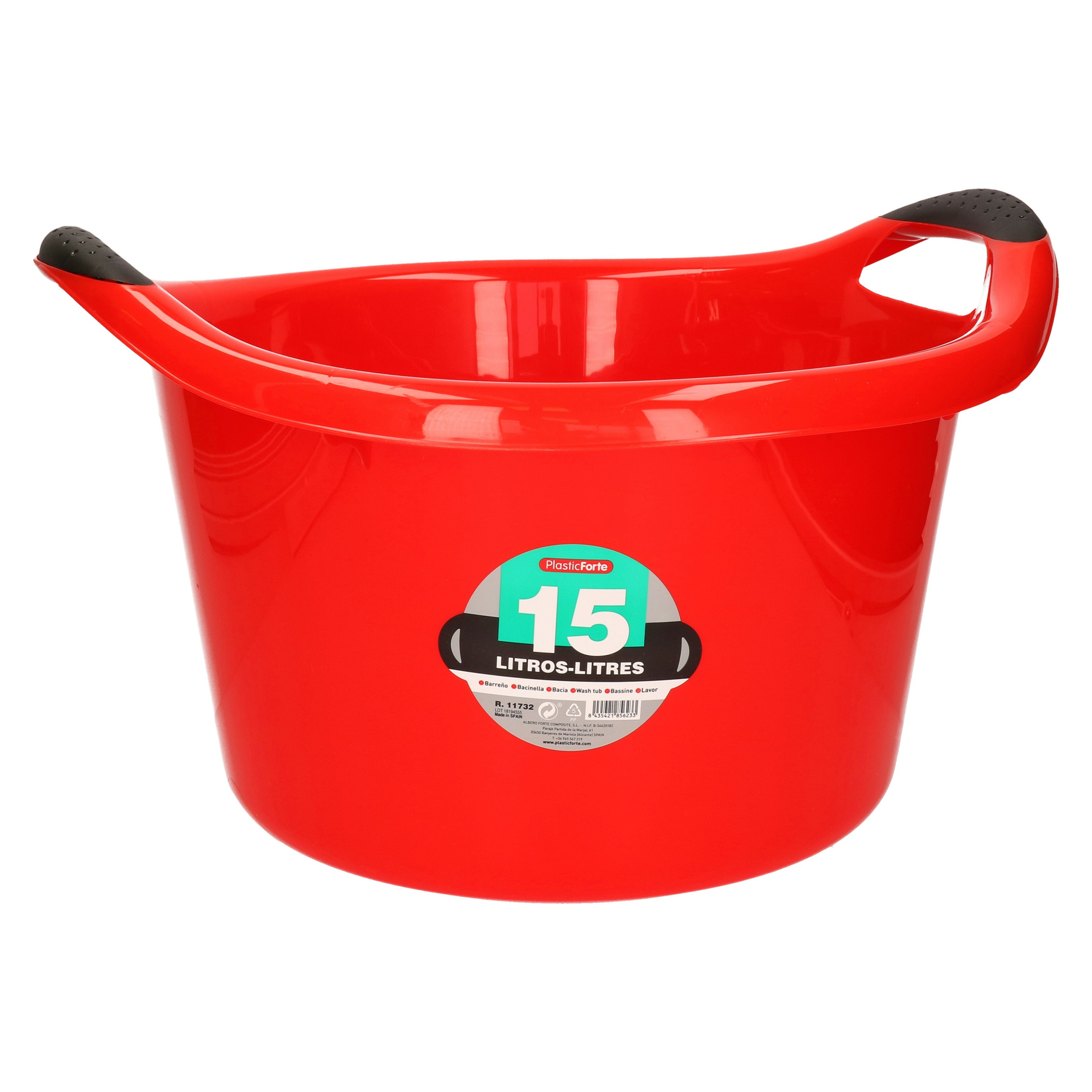 PlasticForte Plastic Forte Afwasbak - 15L - rood - x x 25 cm - met handvatten - teiltje -
