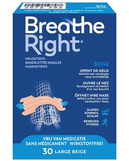 Breathe Right Neusstrips large beige 30 Stuks