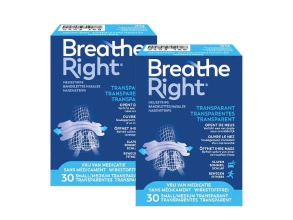 Breathe Right Neusstrips small/medium transparant 60 Stuks
