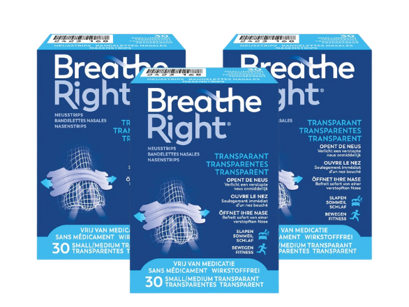 Breathe Right Neusstrips small/medium transparant 90 Stuks