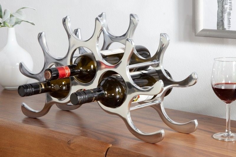 Invicta Interior Modern wijnrek FLAME 48cm zilver voor 10 flessen flessenhouder - 8525