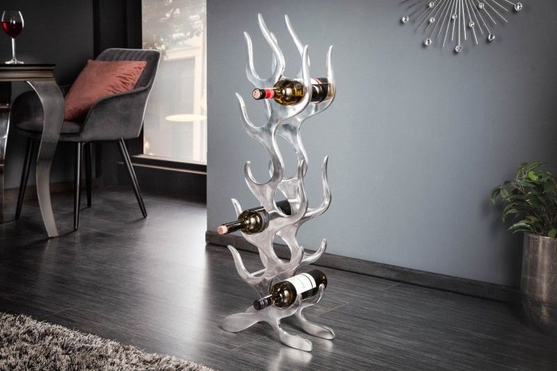 Invicta Interior Modern wijnrek FLAME 93cm zilver voor 9 flessen flessenhouder - 19006