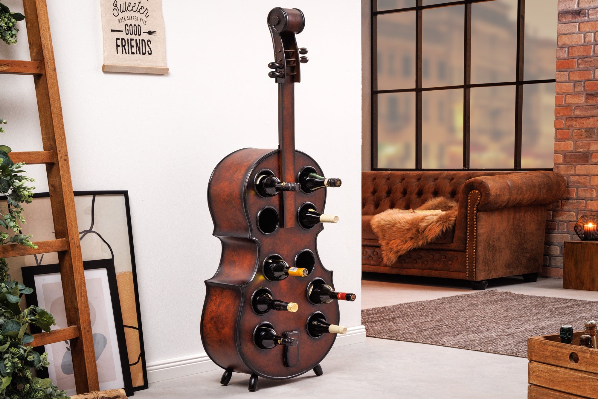 Invicta Interior Extravagant wijnrek CELLO 133cm bruin grenenhout voor 10 flessen - 42580