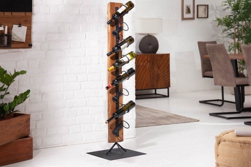 Invicta Interior Massief wijnrek BARRACUDA 140cm teakhouten rustieke flessenhouder - 37630