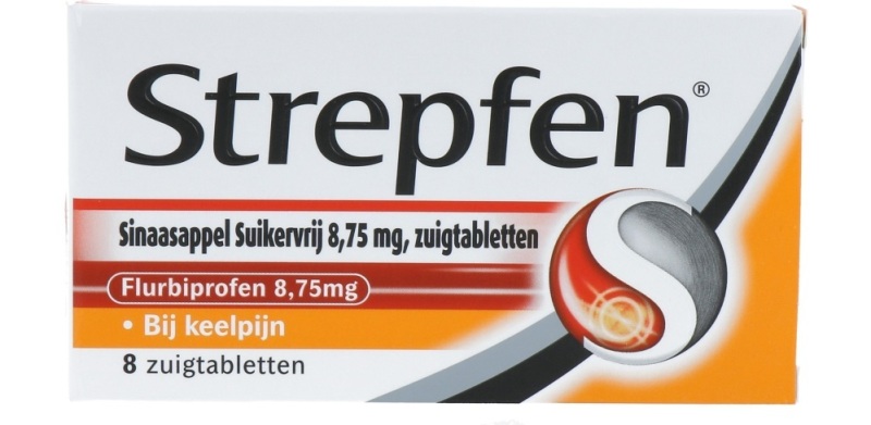 Strepfen Flurbip sinaasappel suikervij 8.75 mg 8 Tabletten