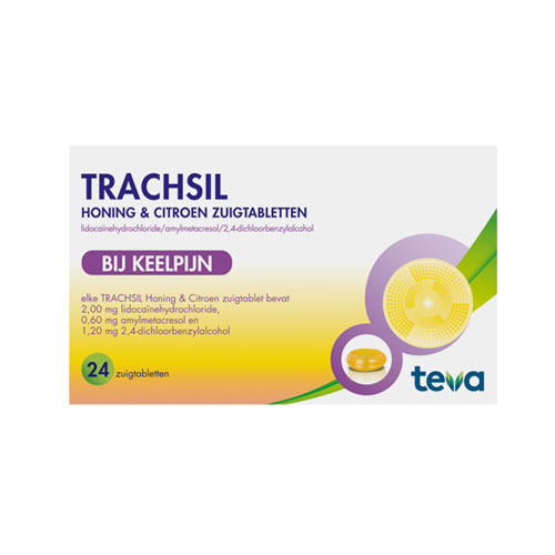 Teva Trachsil honing & citroen zuigtabletten 24 Stuks