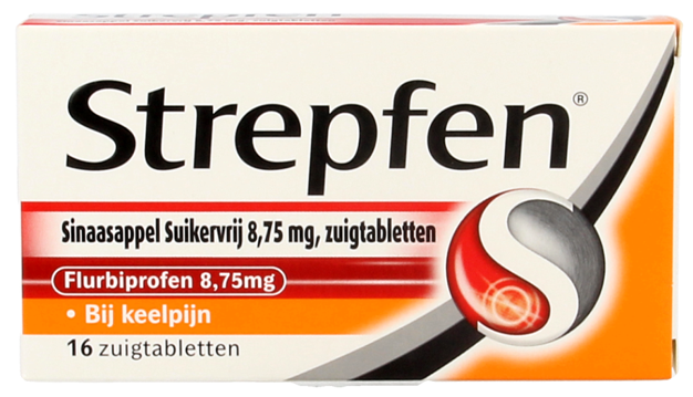 Strepfen Sinaasappel suikervrij 8,75mg 16 stuks