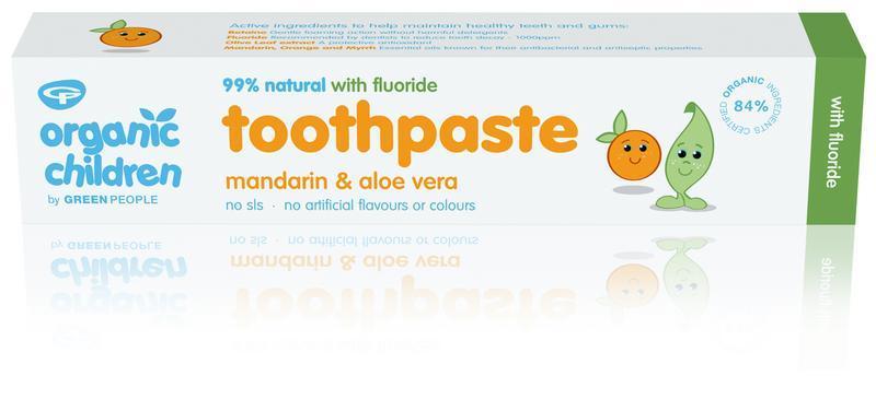 Green people Kids tandpasta mandarijn en aloë vera met fluoride 50 ML