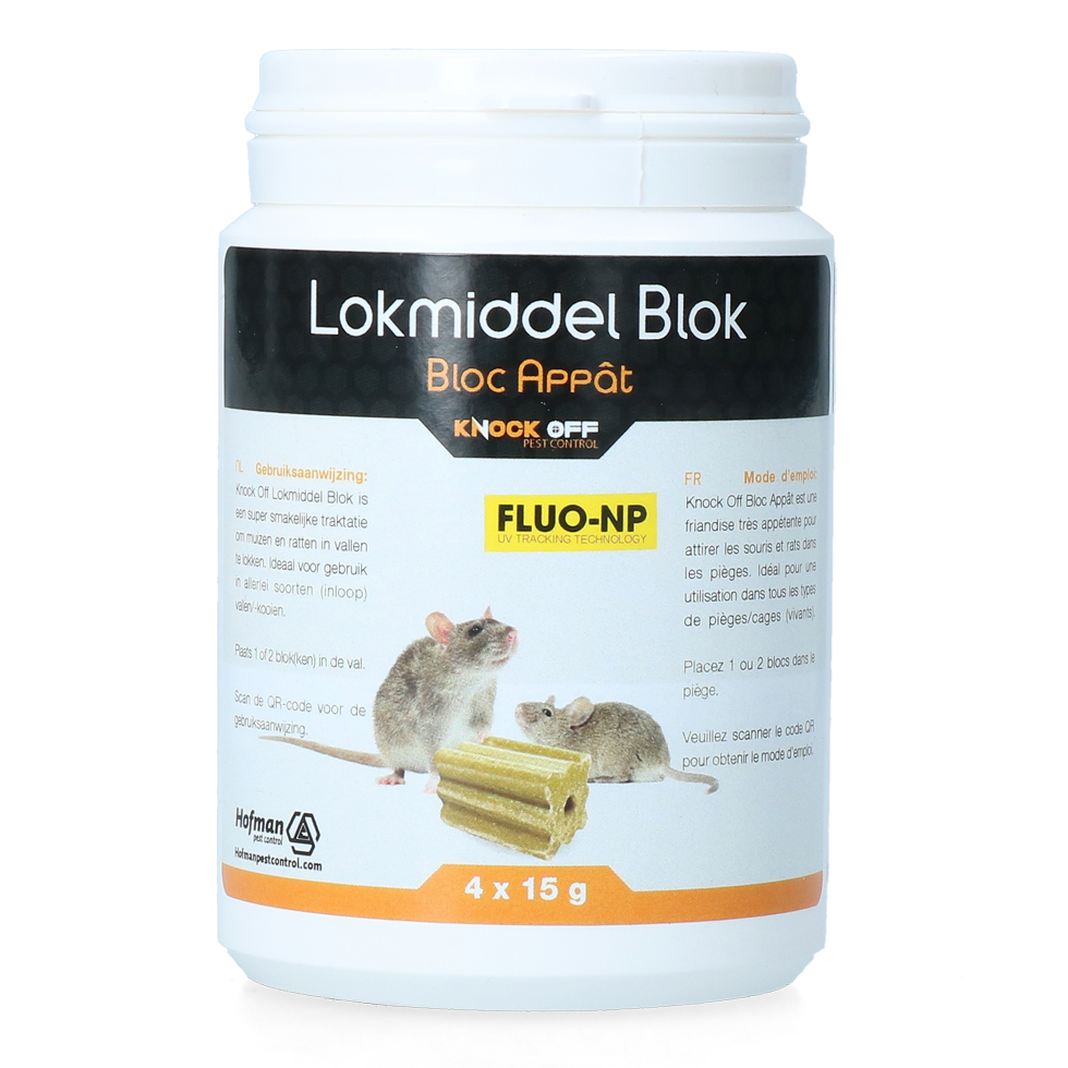 Knock Pest Lokmiddel Blok voor muis&rat 4 x 15 gr