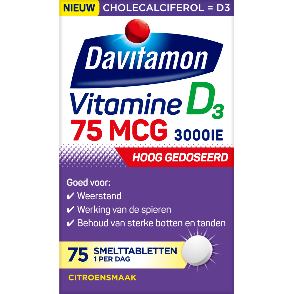 Davitamon VItamine D3 75 mcg Smelttablet