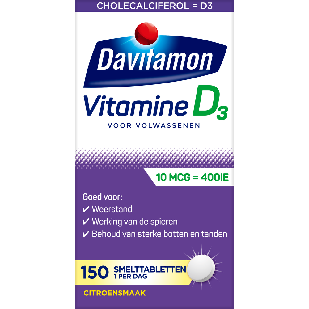 Davitamon Vitamine D 400IE Smelttabletten Citroen