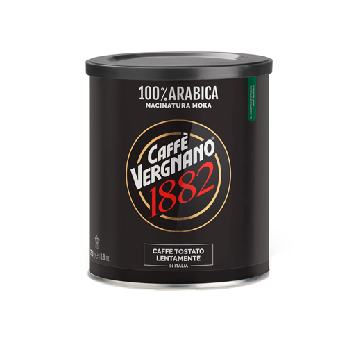 Vergnano Caffè  100% ARABICA MOKA Tin (250gr gemalen koffie)