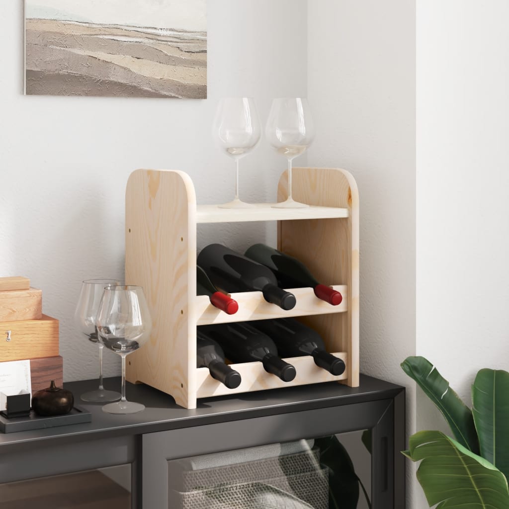 vidaXL Wijnrek met bovenblad 33x25x37 cm massief grenenhout