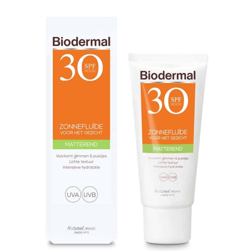 Biodermal Matterende zonnefluïde gezicht spf30 40 ML