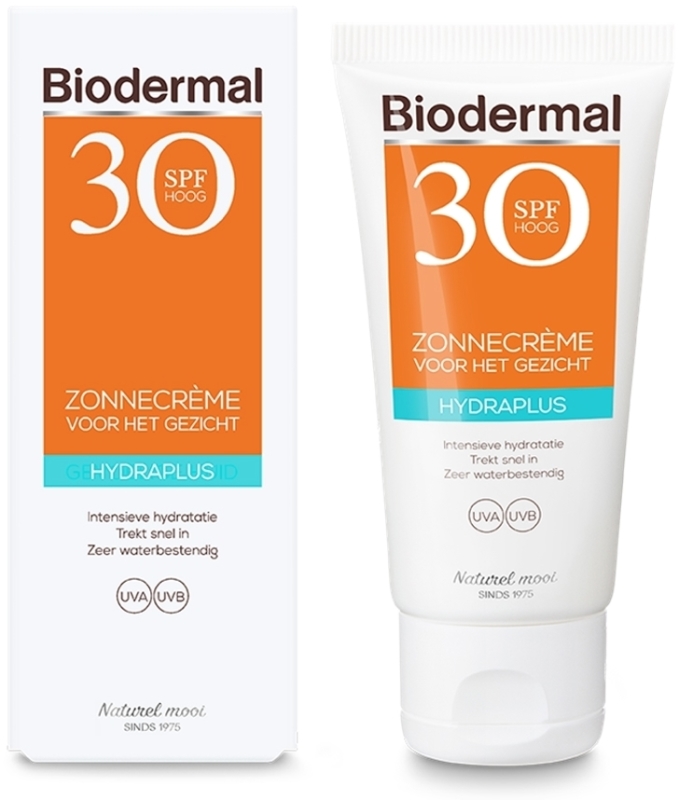 Biodermal Zonnebrand crème gezicht hydraplus spf30 50 ML