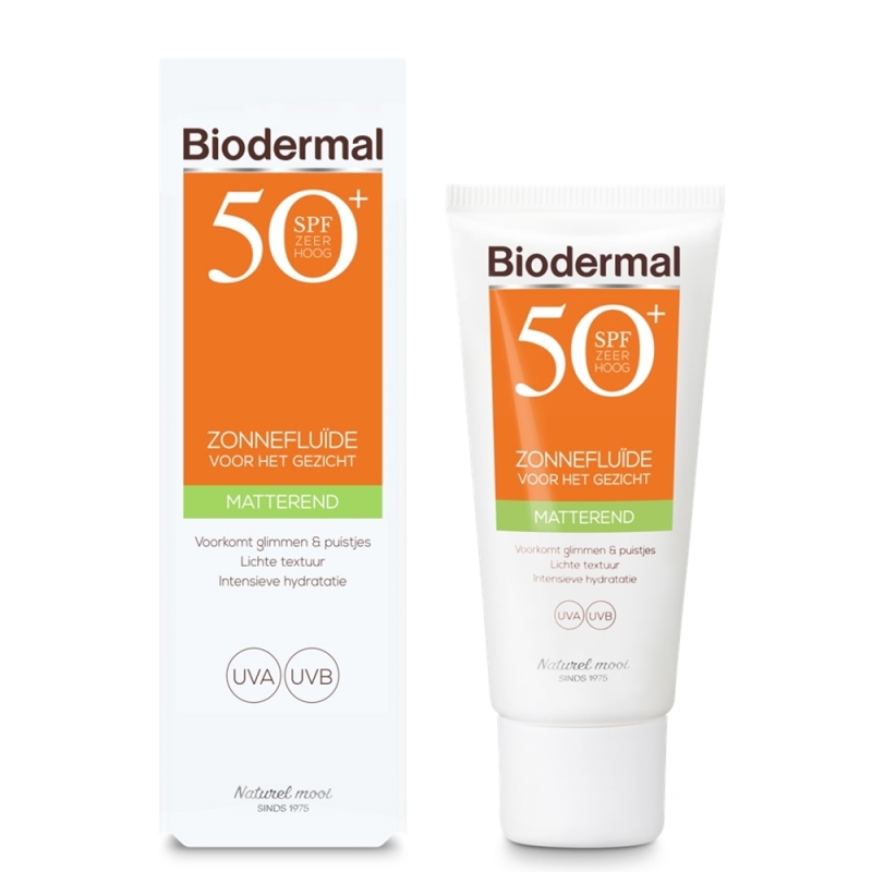 Biodermal Matterende zonnefluïde gezicht spf50+ 40 ML