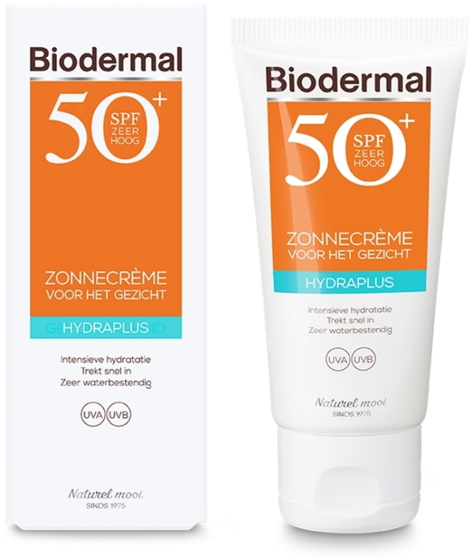 Biodermal Zonnecrème gezicht hydraplus spf50+ 50 ML