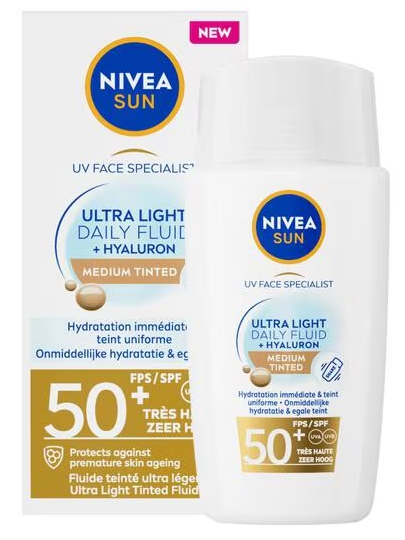 Nivea Sun uv face zonnebrand gezicht spf50 medium tinted 40 ML