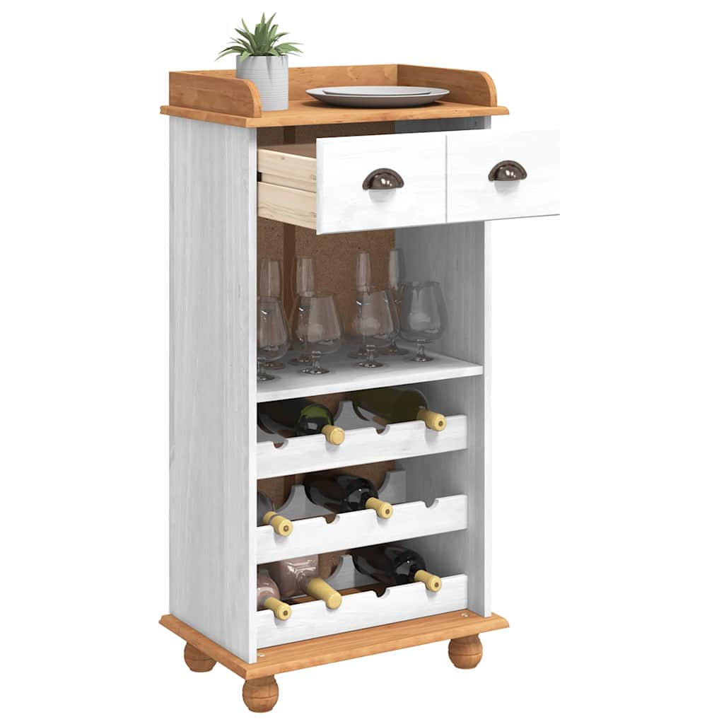 vidaXL Wijnkast ASKIM Wit 57 x 37 x 114 cm Massief grenenhout