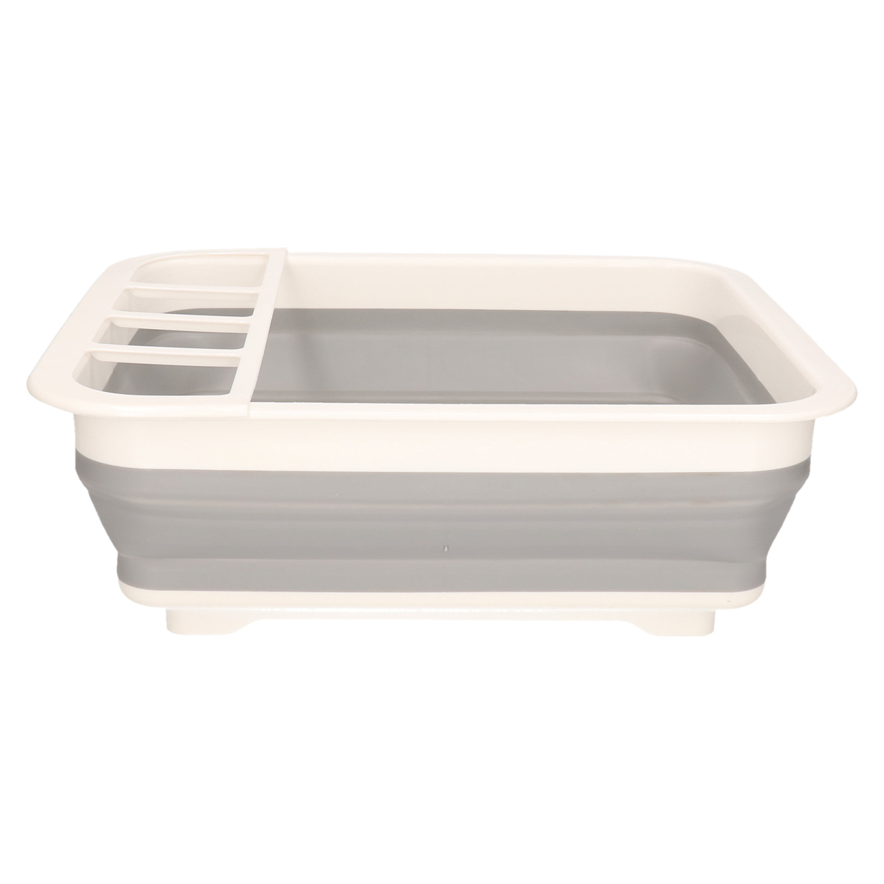 Concorde Afwas droogrek opvouwbaar met vakjes en afvoer - kunststof - grijs/wit -31 X X 13 CM - Camping -