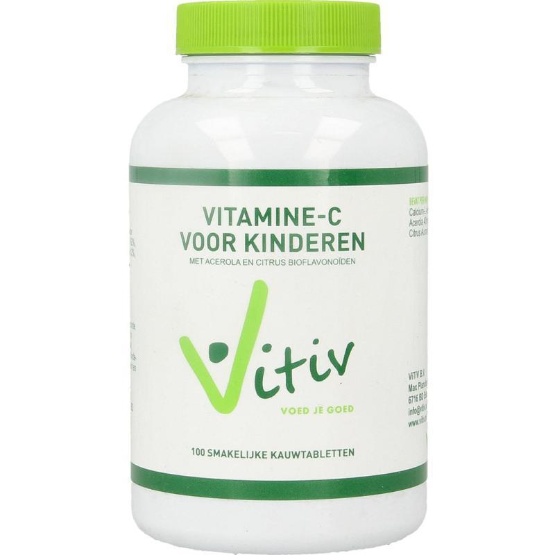 Vitiv Kinder vitamine c zuurvrij 120mg 100 Kauwtabletten