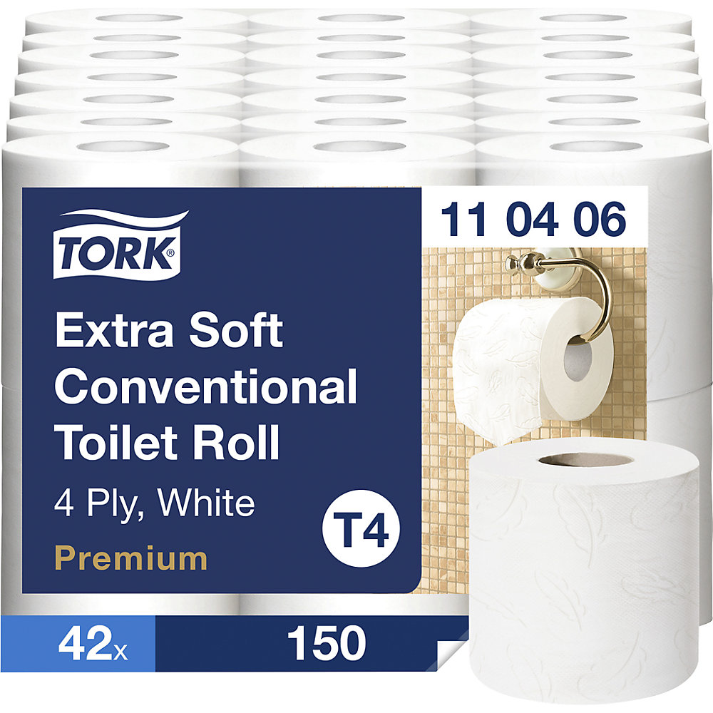 TORK Toiletpapier, extra zacht, 4-laags, VE = 42 rollen à 150 vellen, wit, vanaf 2 VE
