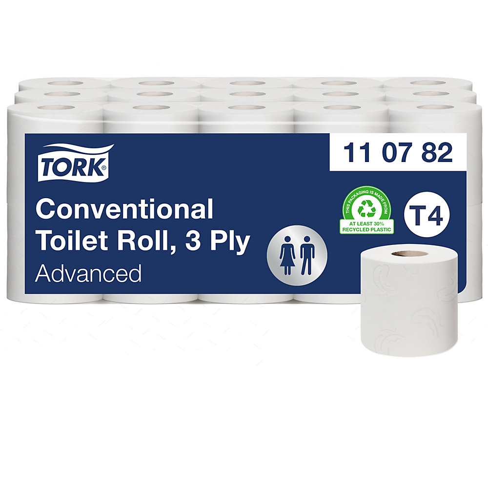 TORK Toiletpapier, huishoudrol, tissue, 3 lagen, wit, VE = 30 rollen à 250 vellen, vanaf 21 VE