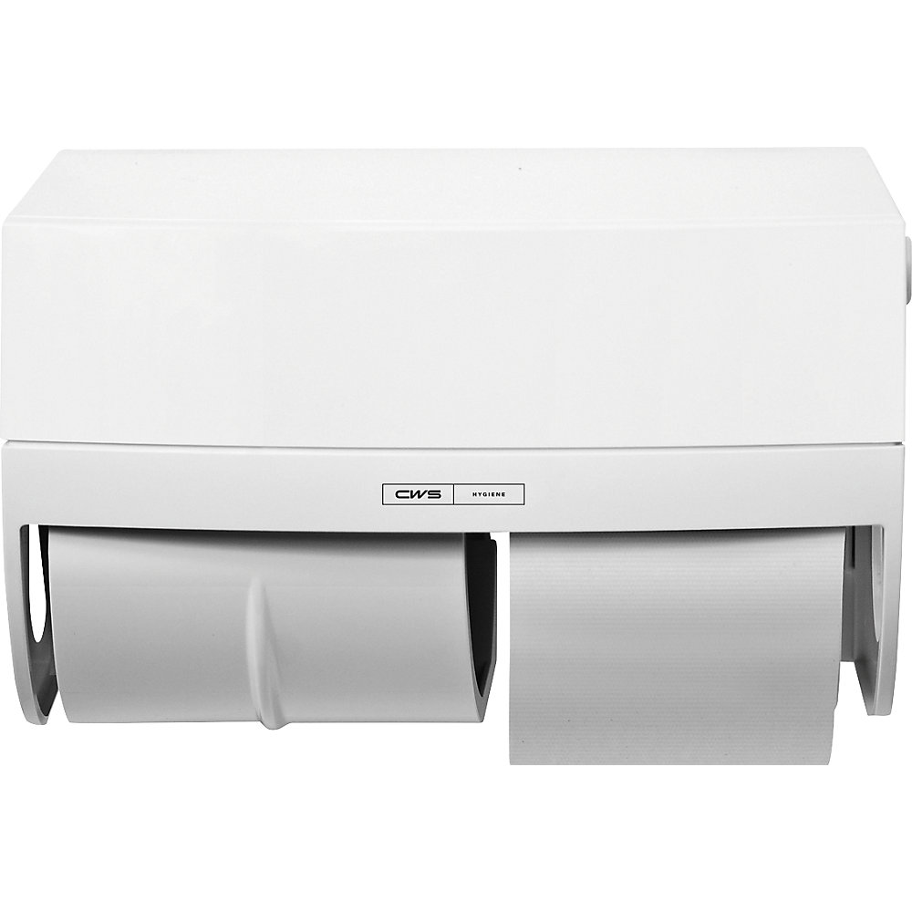 CWS ParadiseLine-toiletpapierdispenser, voor 2 huishoudrollen, h x b x d = 270 x 190 x 200 mm, wit