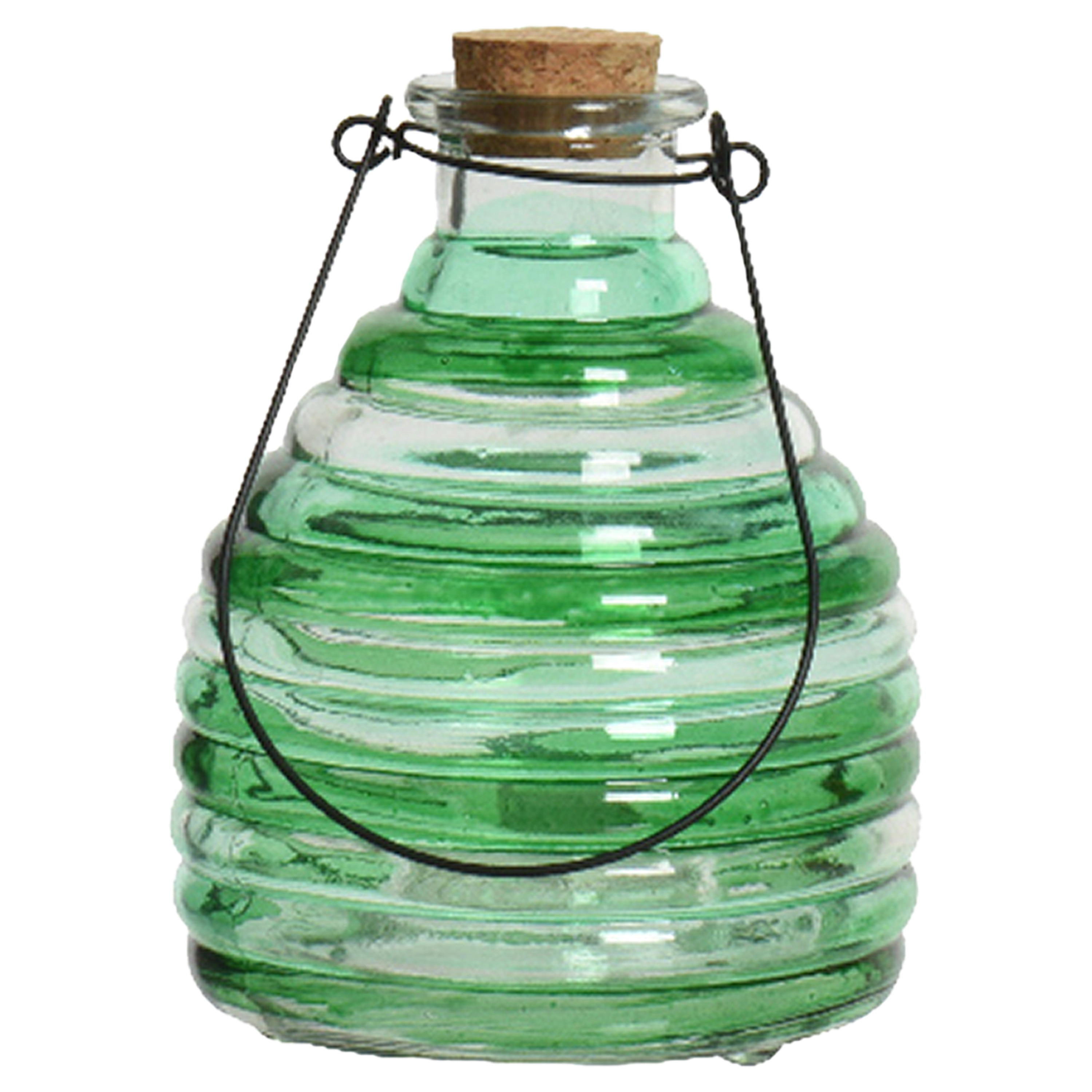 Decoris Wespenvanger/wespenval met hengsel - glas - groen - D13 x H17 cm -